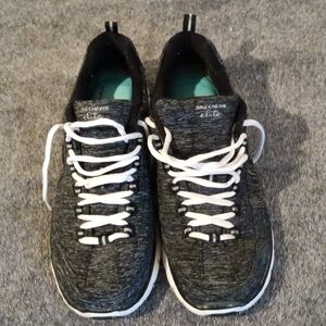 Skechers Elite Charcoal and White Sneakers